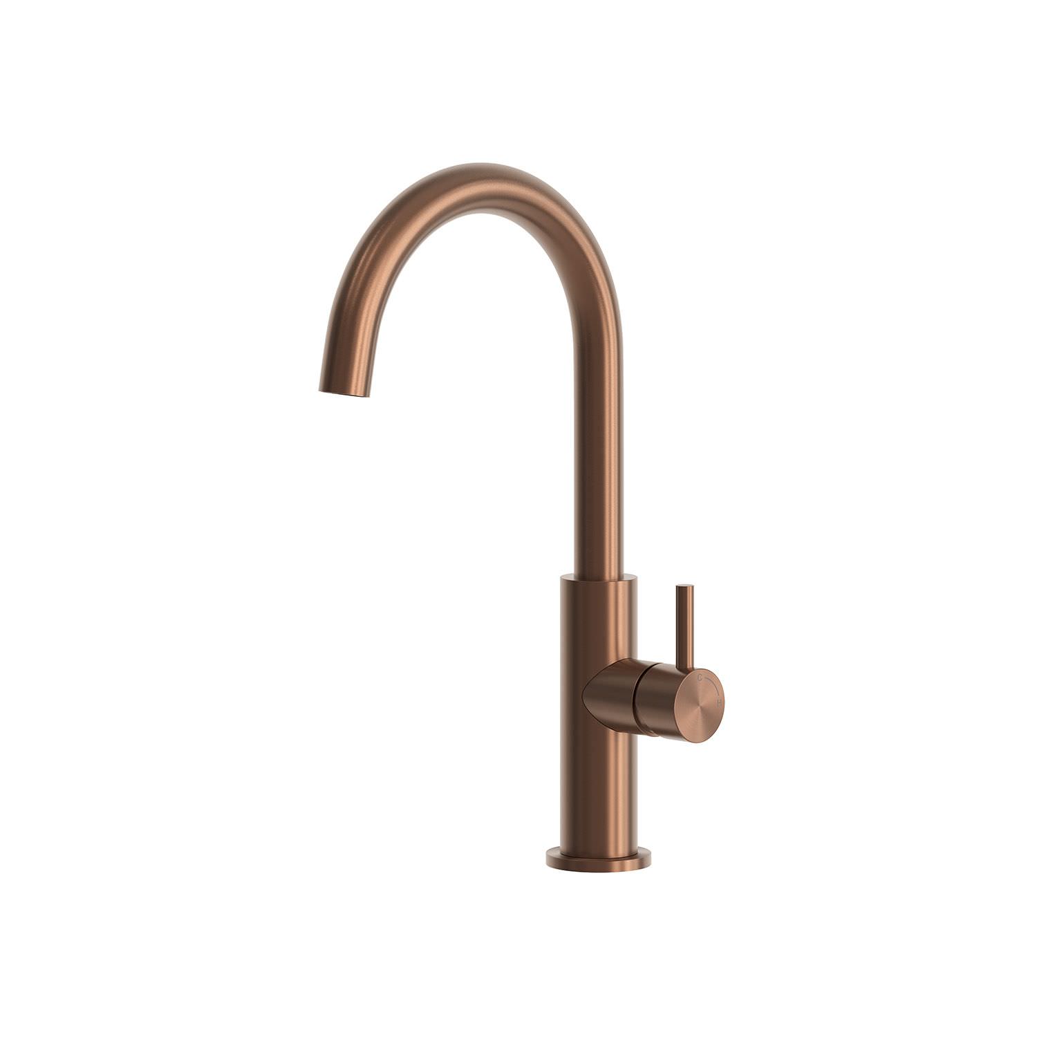 RUBINETTO-LAVELLO-LEVANTE-ALTO-ORO-ROSA - Imagen 2